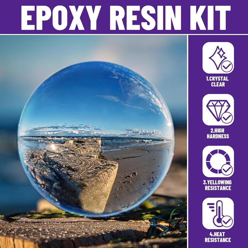 Bond Craftor Epoxy Resin Kit 16OZ, Clear Crystal Resina Epoxica Food Safe, Casting Resin for Art Craft, Jewelry Making, DIY - Image 3